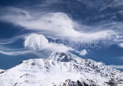 Picture of High mountain range and sky with clouds Natural landscape